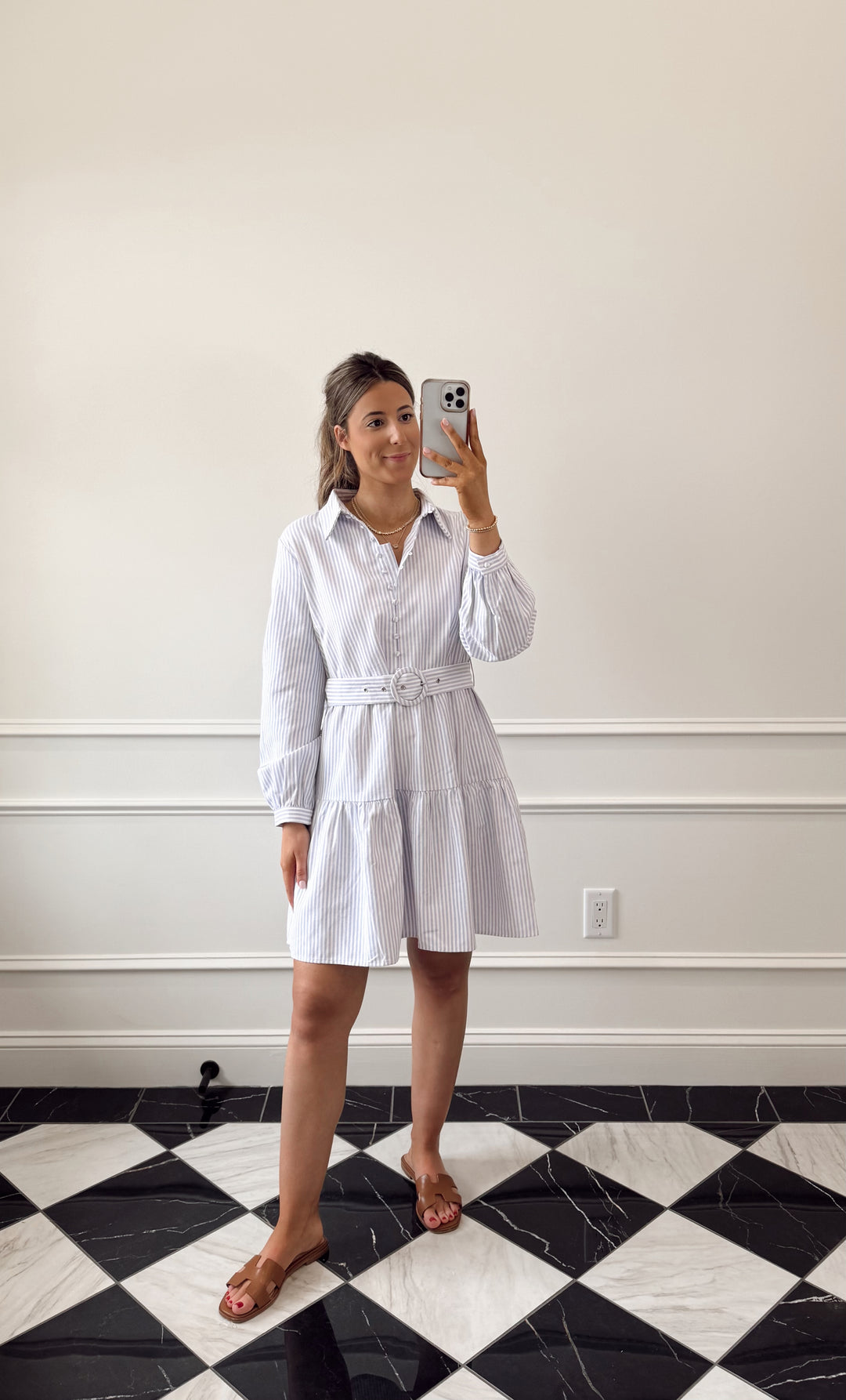 White and Purple Stripe Dress