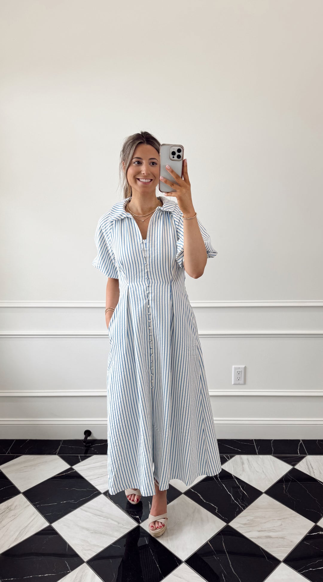 Blue and White Stripe Dress